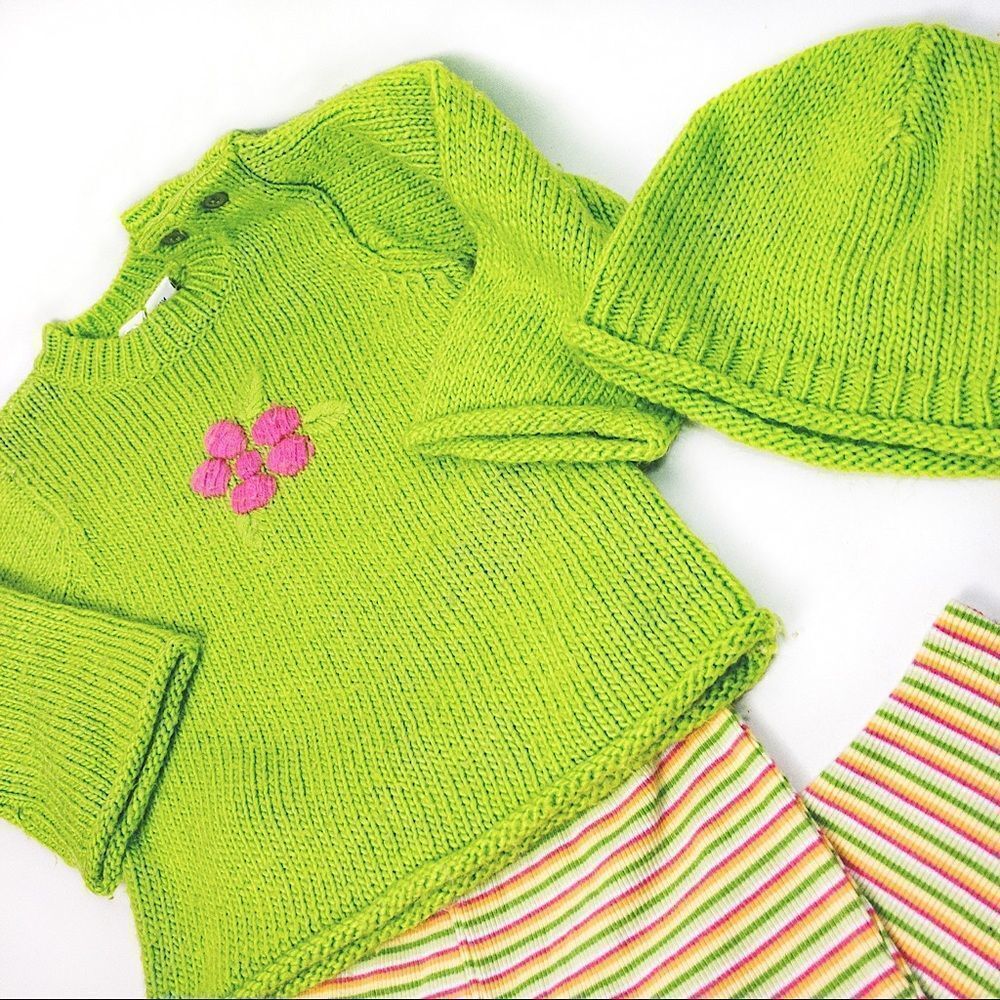 3-Piece Outfit: Sweater, Leggings, & Beanie Sz 18m